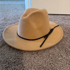 Tan Fedora Hat with Black Band